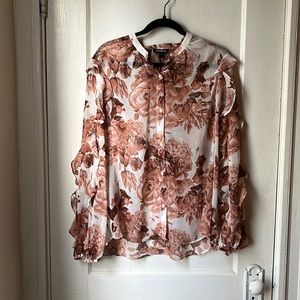 Ruffled Balloon Floral Blouse